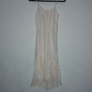 Flowy White Calf Length Dress